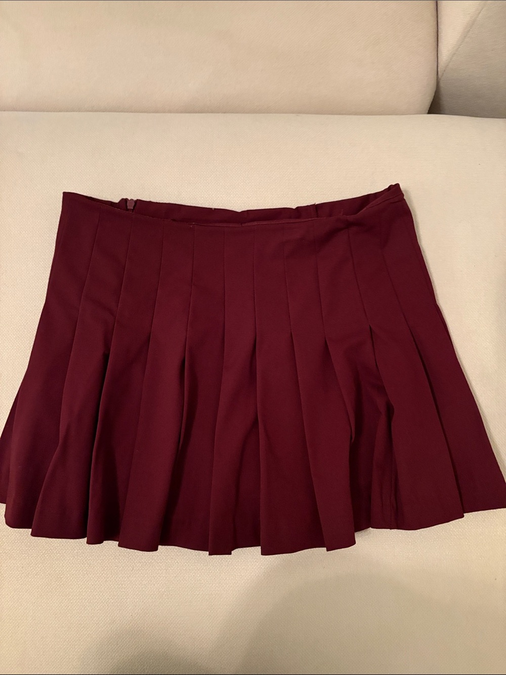 Zara Pleated Mini Skirt in Burgundy Red